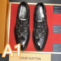 ルイヴィトン スーパーコピー ビジネスシューズ ウィングチップ モノグラム融合 ブラック 革靴 LOUIS VUITTON