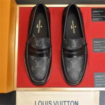 LOUIS VUITTON コピー ビジネスシューズ コインローファー モノグラム 黒革 エレガント定番 ルイヴィトン