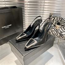 イヴ・サンローラン スーパーコピー スリングバックパンプス メタリックフレーム ホワイト 美脚 人気モデル SAINT LAURENT