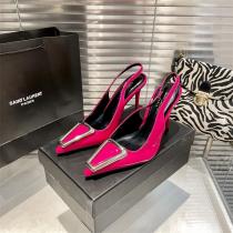 イヴ・サンローラン スーパーコピー スリングバックパンプス メタリックフレーム ホワイト 美脚 人気モデル SAINT LAURENT