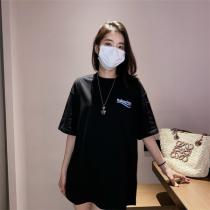 BALENCIAGA 偽物 半袖tシャツ 黒 ロゴ入り ユニセックス ストリート バレンシアガ
