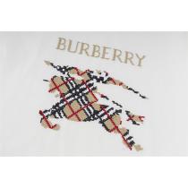 バーバリー コピー 白Tシャツ 騎士ロゴ刺繍 チェック柄 クロスステッチ風デザイン BURBERRY