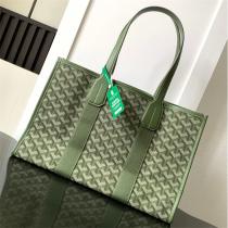 ゴヤール 偽物 トートバッグ レディース グリーン 縦型 補強ライン入り 上品 GOYARD