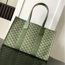 ゴヤール 偽物 トートバッグ レディース グリーン 縦型 補強ライン入り 上品 GOYARD