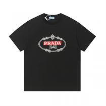 プラダ スーパーコピー 半袖Tシャツ 定番ロゴ ロープ柄 クルーネック カジュアル PRADA
