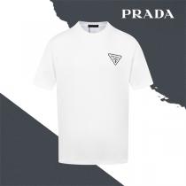 レア PRADA コピー 半袖Tシャツ ミニマルロゴデザイン 定番トライアングル プラダ