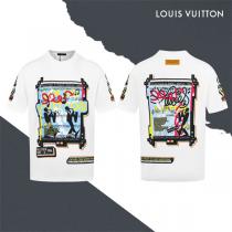 ルイヴィトン 偽物 半袖Tシャツ グラフィティ風アートデザイン ストリートスタイル LOUIS VUITTON