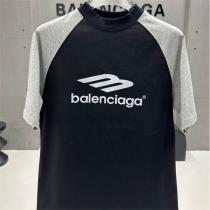 バレンシアガ 偽物 Tシャツ モダンロゴ バイカラーデザイン ブラック×グレー BALENCIAGA