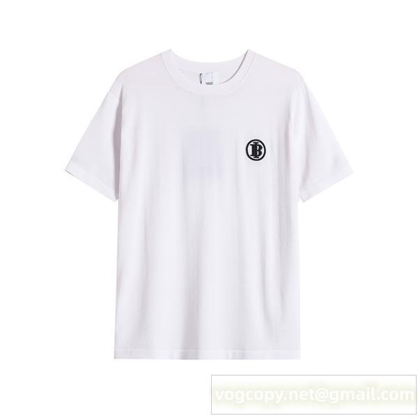 バーバリー コピー Tシャツ TBロゴ刺繍 シンプルデザイン 半袖トップス BURBERRY