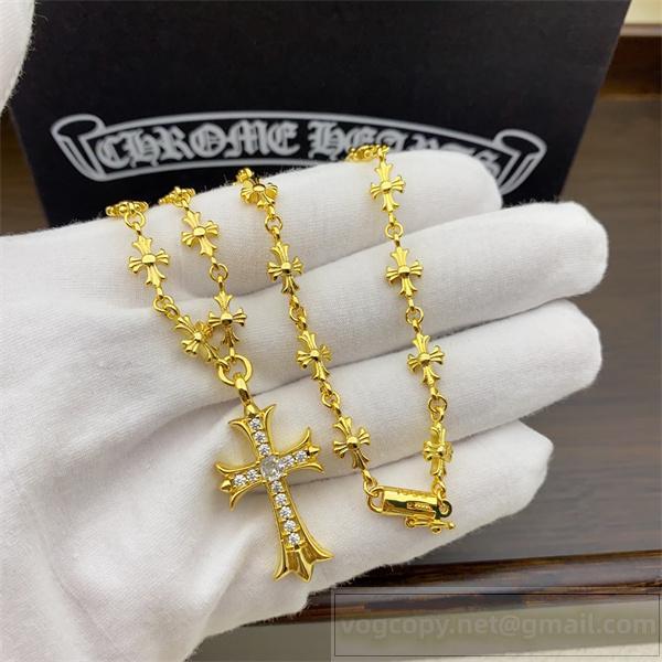 CHROME HEARTS スーパーコピー ネックレス ゴールドフローラルクロスチェーン クロムハーツ