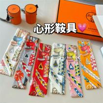 HERMES コピー ツイリー 馬具＆ハート柄 100％シルク 6色展開 ギフトBOX付 エルメス