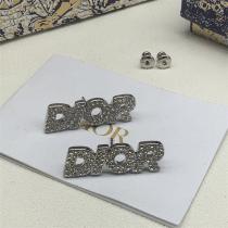 DIOR スーパーコピー ピアス ロゴ全面ラインストーン装飾 シルバー ディオール