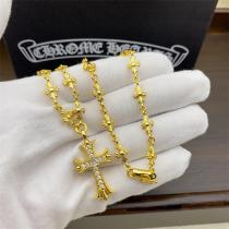 CHROME HEARTS スーパーコピー ネックレス ゴールドフローラルクロスチェーン クロムハーツ