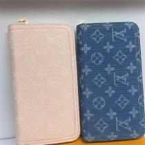 ルイヴィトン コピー ラウンドファスナー長財布 デニムモノグラム ピンク＆ブルー LOUIS VUITTON