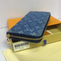 ルイヴィトン コピー ラウンドファスナー長財布 デニムモノグラム ピンク＆ブルー LOUIS VUITTON