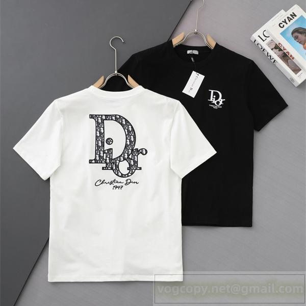 ディオール コピー オブリークロゴバックプリント Tシャツ モノグラム風 モードスタイル クリ DIOR