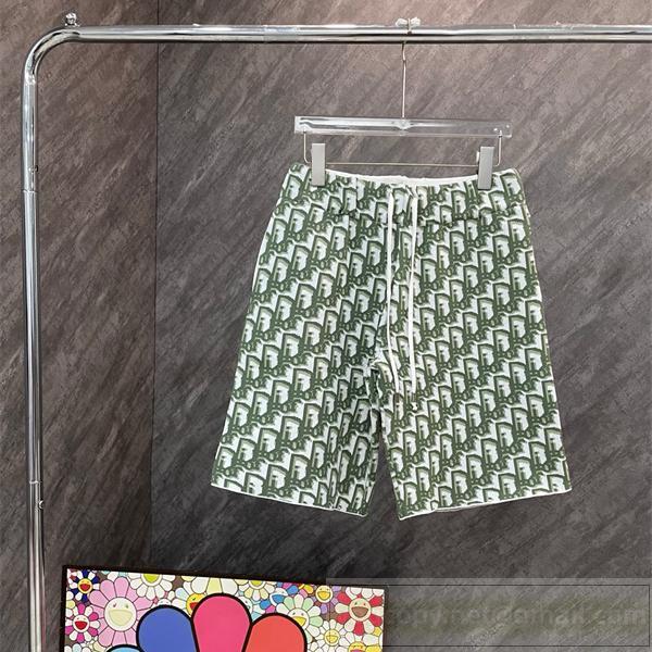 ディオール コピー ハーフパンツ 総柄オブリークプリント グリーンカラースタイル サマーカジュアル DIOR
