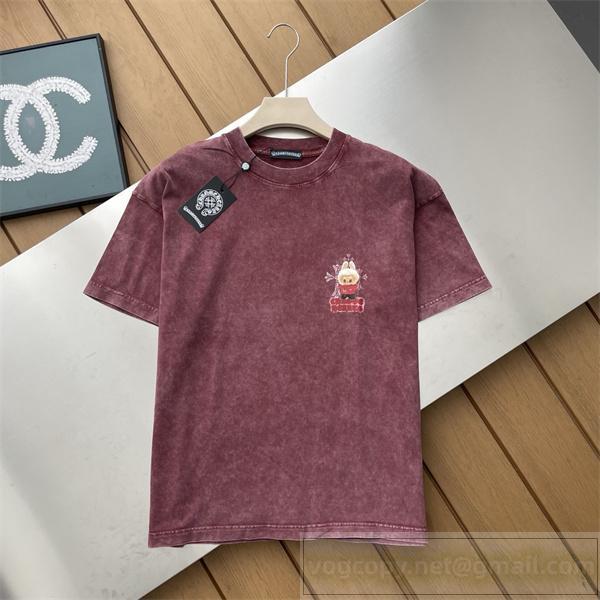 CHROME HEARTS 偽物 Tシャツ ヴィンテージウォッシュ×キャラクター刺繍 ポップ×ロック クロムハーツ