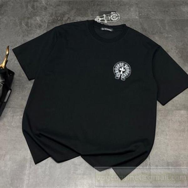 クロムハーツ スーパーコピー Tシャツ クロスロゴワッペン フロントワンポイント装飾 CHROME HEARTS