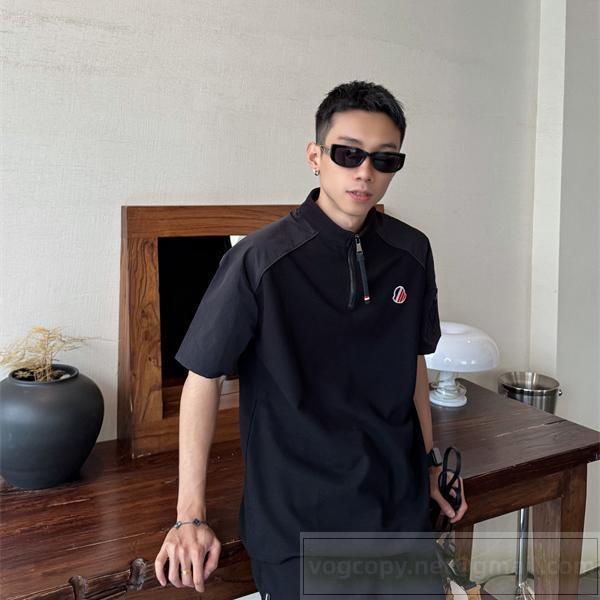 モンクレール コピー Tシャツ ジップアップデザイン シンプルエレガント ワンポイントロゴ MONCLER 