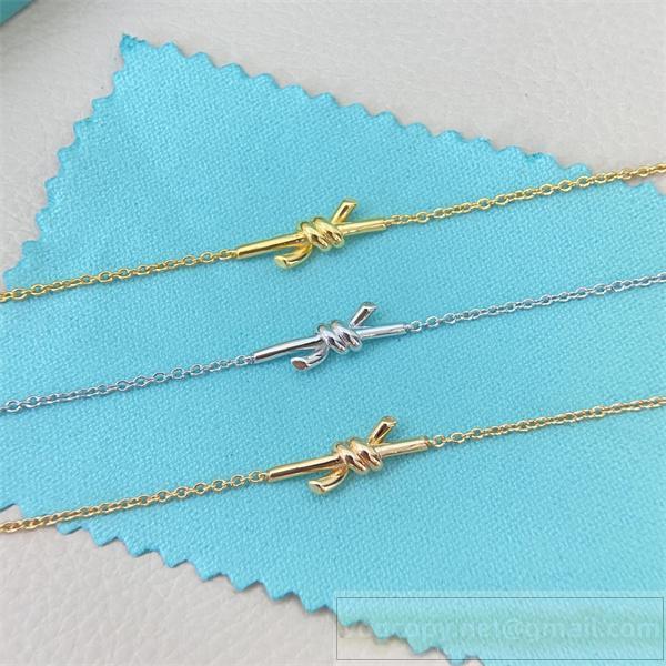 ティファニー スーパーコピー ブレスレット ノットバーシェイプチェーンデザイン細身バングル Tiffany&Co