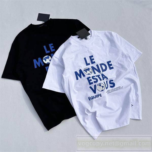 ルイヴィトン コピー フレンチロゴプリント入り カジュアル 半袖 Tシャツ  トレンド LOUIS VUITTON