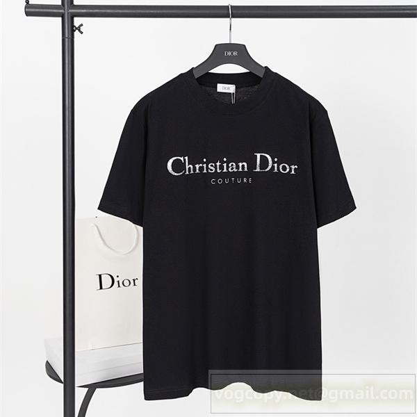 DIOR コピー クラシックロゴ刺繍 クルーネック ショートスリーブTシャツ ディオール