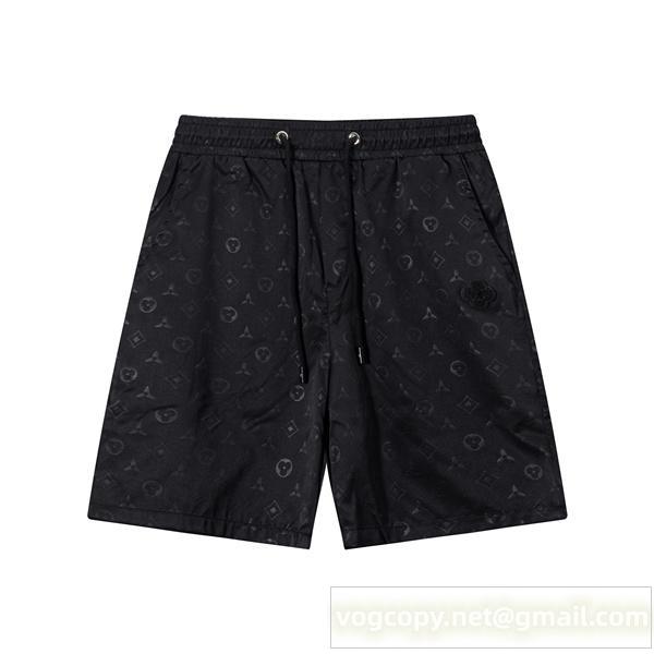 ルイヴィトン コピー オールブラック モノグラム ジャカード トーンオントーン ハーフパンツ LOUIS VUITTON