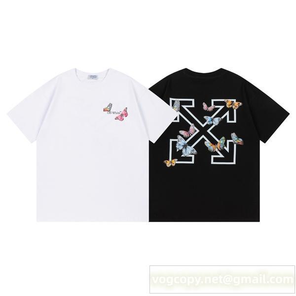 Off-White スーパーコピー Tシャツ バタフライ×アローズロゴ グラフィックプリント オフホワイト