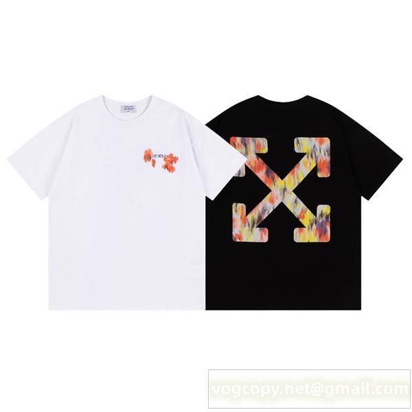 オフホワイト コピー Tシャツ カラーブラッシュアローロゴ アートグラフィックデザイン Off-White