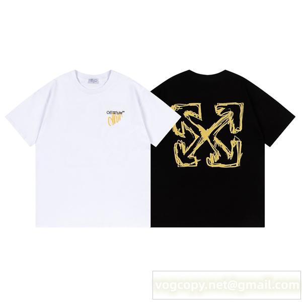 Off-White スーパーコピー Tシャツ ハンドドロースタイル アローバックプリント＆ミニロゴ オフホワイト