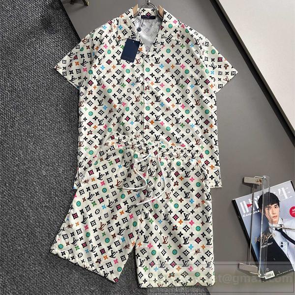 LOUIS VUITTON スーパーコピー マルチカラーモノグラム 総柄 上下セット ホワイトベース ルイヴィトン