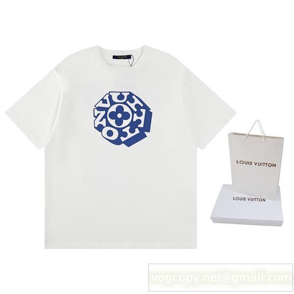 ルイヴィトン コピー 幾何学ロゴ×フラワーモチーフ クルーネック Tシャツ ミニマル LOUIS VUITTON