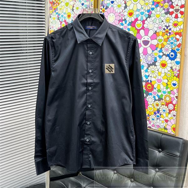  LOUIS VUITTON コピー ダミエタグロゴパッチ 長袖ドレスシャツ モードエレガンス ルイヴィトン
