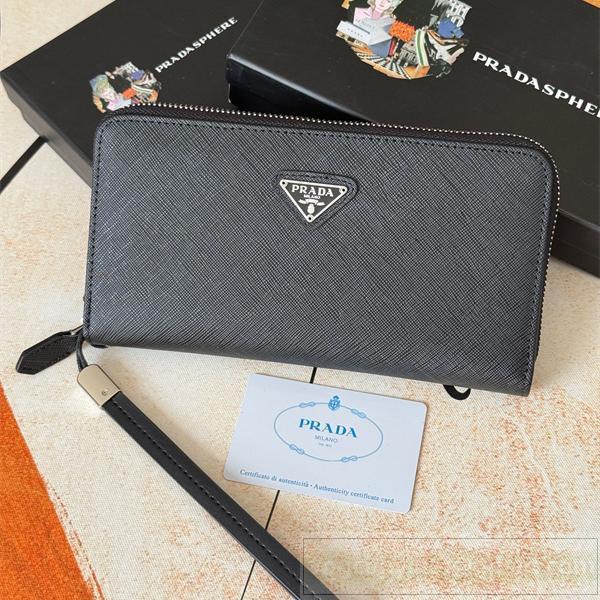  PRADA スーパーコピー 財布 ラウンドファスナーウォレット トライアングルプレート付き プラダ
