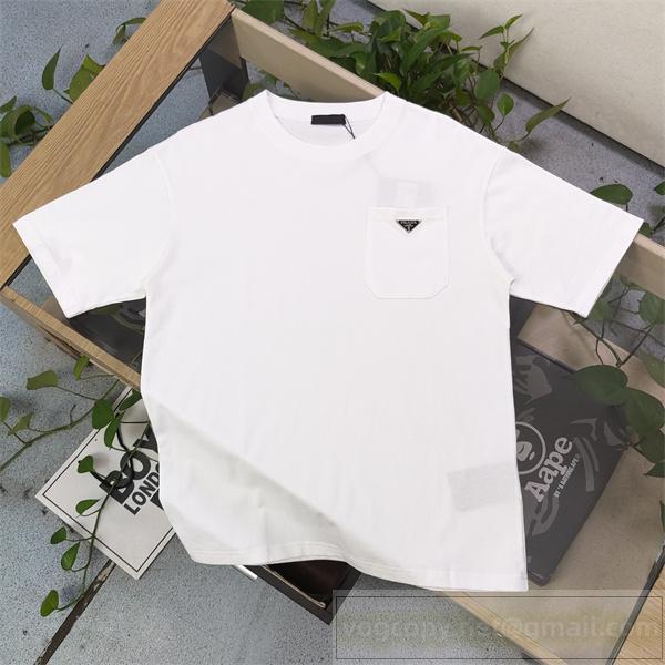 プラダ コピー Tシャツ トライアングルロゴプレート付き ポケット カジュアル 高級感溢れる PRADA