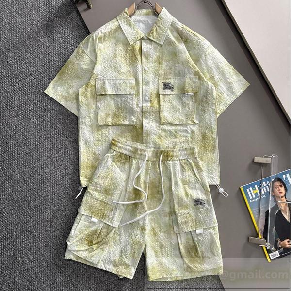 BURBERRY コピー カーゴスタイルシャツ＆ショーツセット サマータイダイ上下2点セット バーバリー