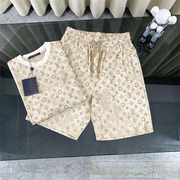 ルイヴィトン 偽物 総柄デザイン半袖トップス＆ハーフパンツセット クラシック セット LOUIS VUITTON