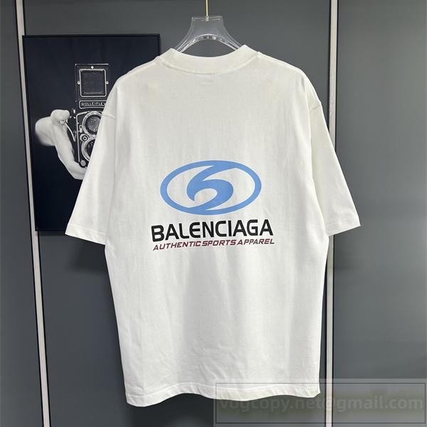 BALENCIAGA コピー Tシャツ スポーツロゴ＆メッセージプリント入り カジュアル半袖トップス バレンシア