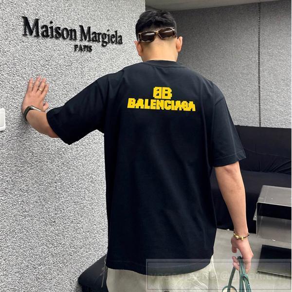 バレンシアガ コピー Tシャツ ピクセルロゴプリントデザイン 半袖トップス 2色展開 プレミアム BALENCIAGA