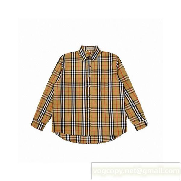 BURBERRY 偽物 シャツ クラシックチェック長袖 ボタンダウン ブラウン系 着心地抜群 バーバリー
