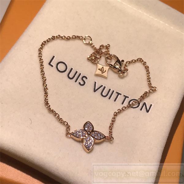 ルイヴィトン 偽物 ブレスレット モノグラムフラワー パヴェダイヤ チェーン仕様 LOUIS VUITTON