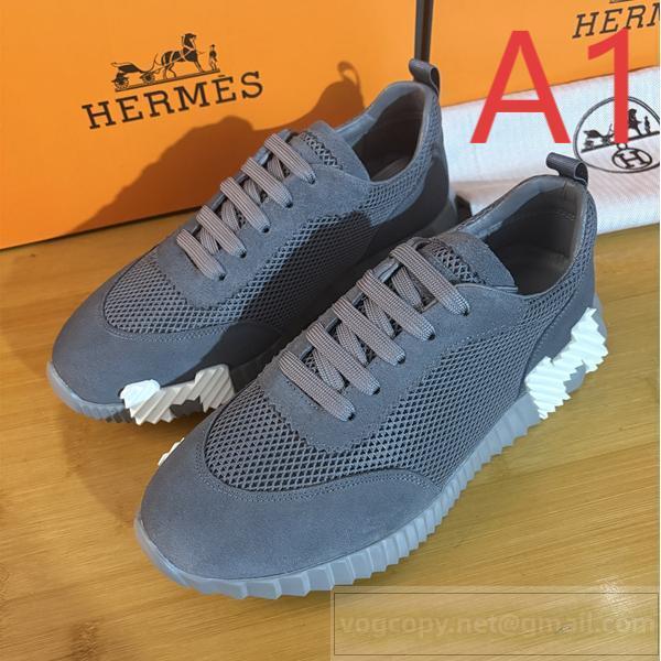 HERMES スーパーコピー スニーカー グレーメッシュ ロートップ アーバンランニングスタイル エルメス