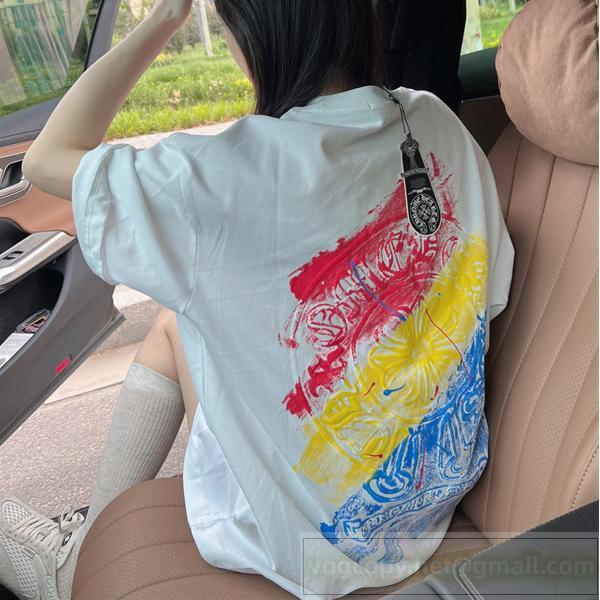 クロムハーツ コピー Tシャツ アーティスティックペイント バックグラフィック ユニセックス CHROME HEARTS