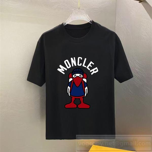 MONCLER スーパーコピー Tシャツ ポップキャラクターロゴ ブラック ストリートユース モンクレール