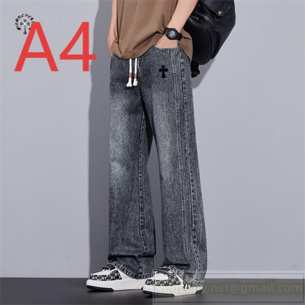 CHROME HEARTS 偽物 ロゴ ウエスト紐付き ワイドデニムパンツ 2色展開