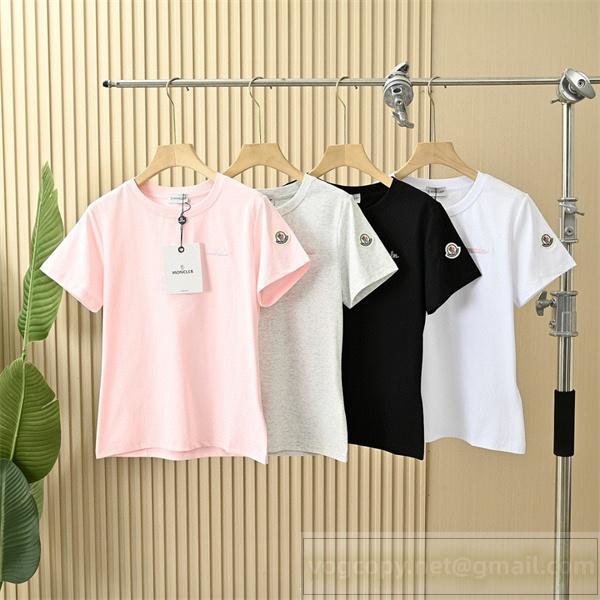  MONCLER コピー ワッペンロゴ ベーシックフィット Tシャツ 4色展開 レディースカジュアル モンクレール