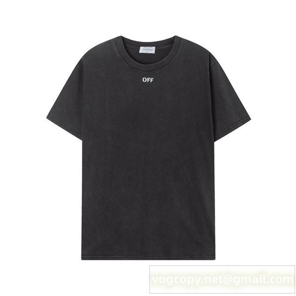 Off-White 偽物 Tシャツ アートグラフィック バックプリント ストリート風 ブラック オフホワイト