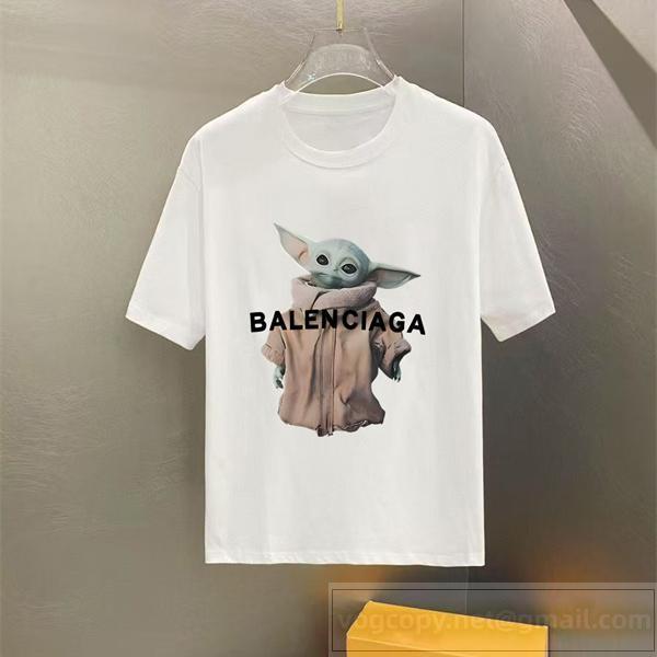 BALENCIAGA コピー ベビーヨーダ プリントロゴTシャツ スターウォーズ風キャラクター カジュアル バレンシアガ