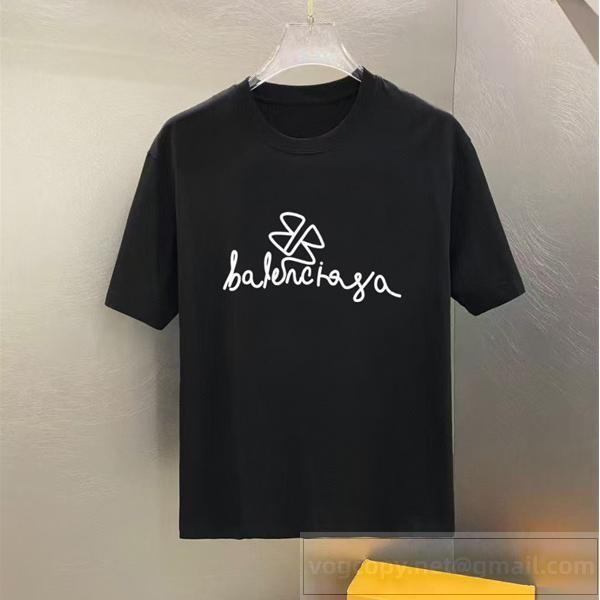 バレンシアガ スーパーコピー Tシャツ 新作ロゴプリント シンプルモダン カジュアル ブラックトップス BALENCIAGA